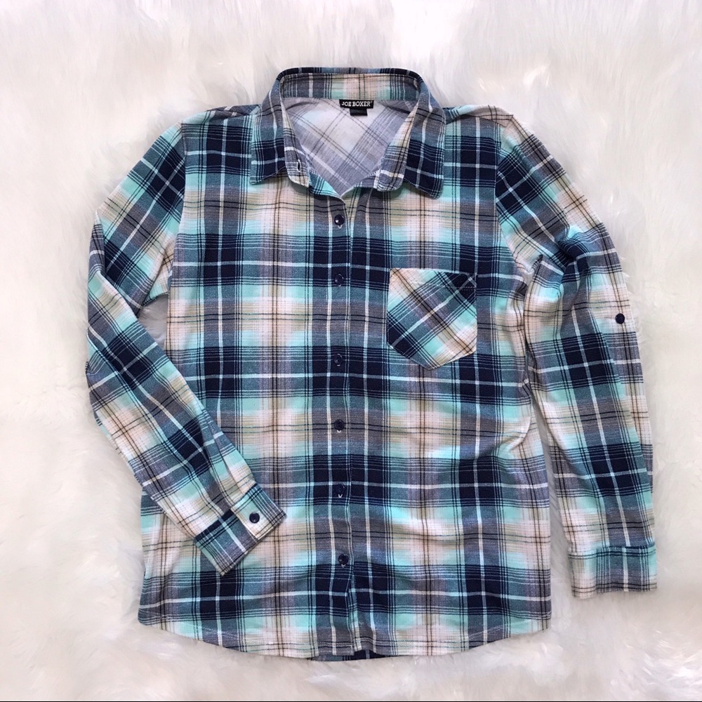 Joe Boxer-Plaid Button Down Shirt-GUC-Sz Large